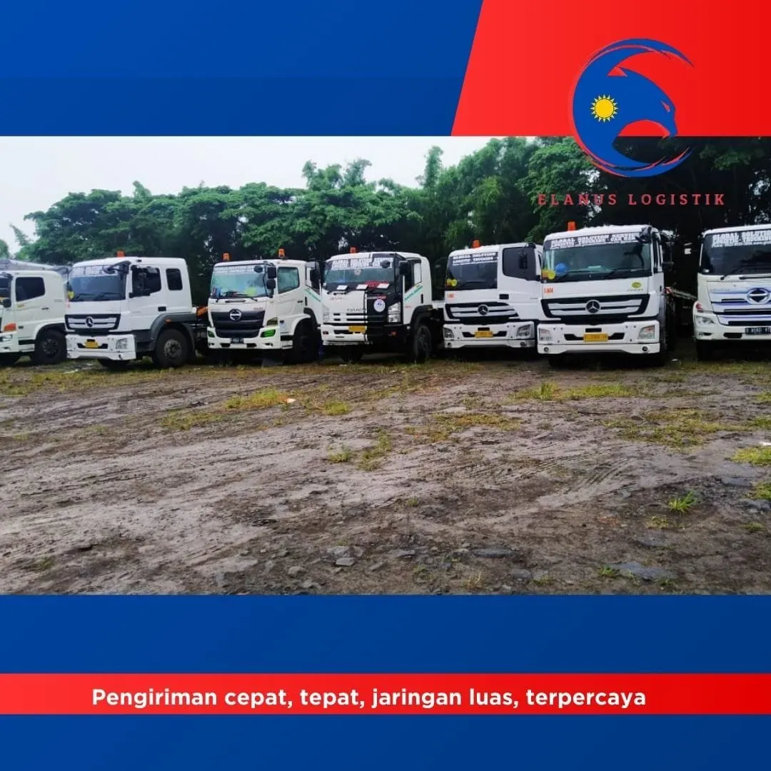 Armada truk putih Elanus Logistik - Pengiriman cepat, tepat, jaringan luas, terpercaya