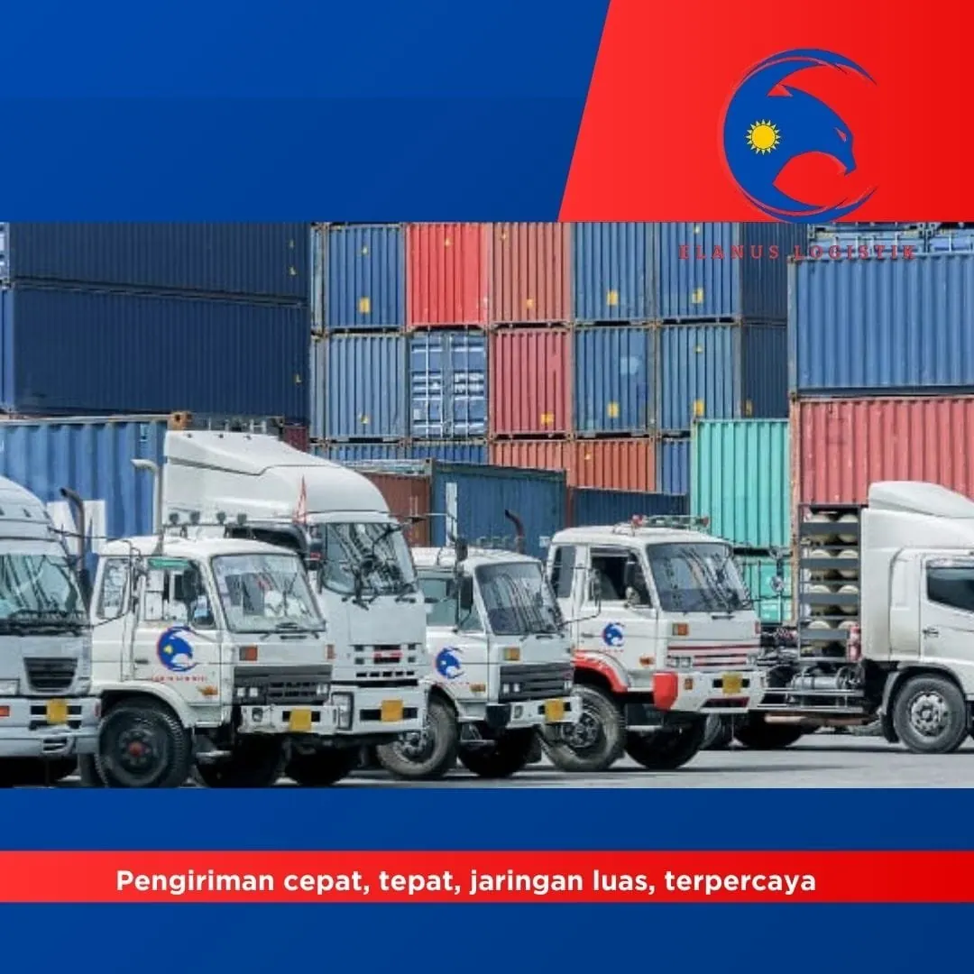 Container yard dengan truck dan container, operasi logistik ELANUS